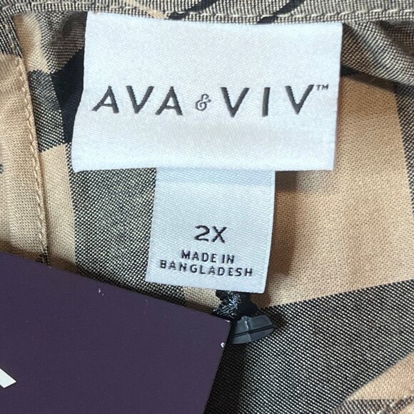 NWT AVA & VIV Prairie Dress 2X Plaid Tiered Cottage core Pockets Bishop Sleeves - Picture 10 of 15